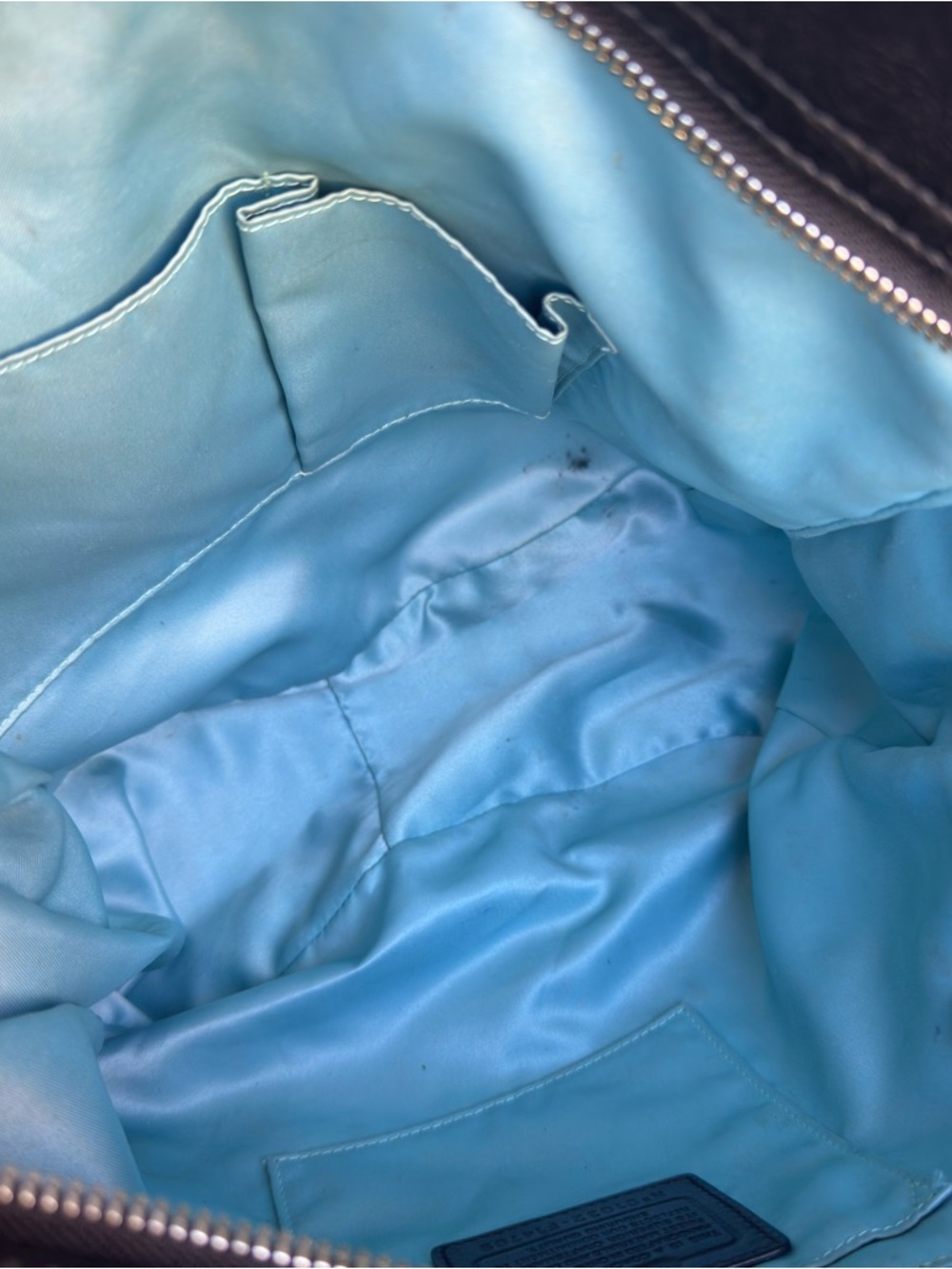 Coach Signature C Zoe Hobo Bag Black White Y2K Canvas Leather F14709 - Picture 8 of 14